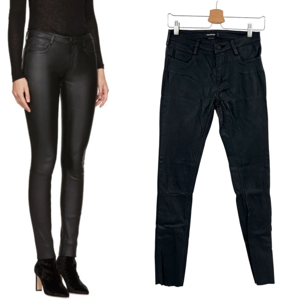 Mackage Leather Peppa‎ Pants Skinny Lambskin Black Size 4